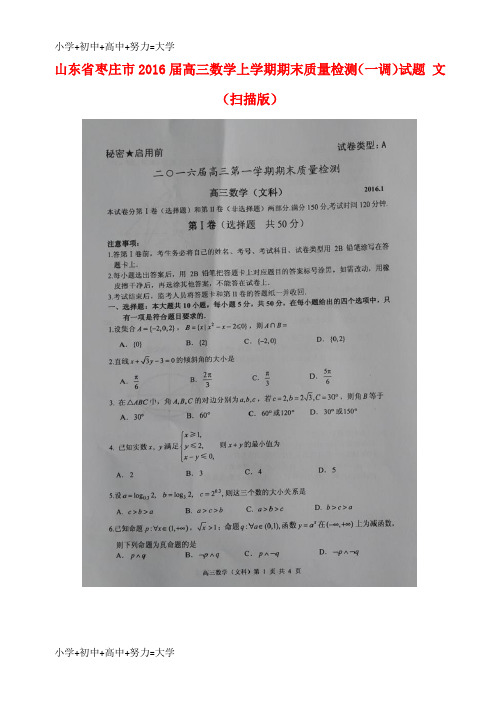 配套K12高三数学上学期期末质量检测(一调)试题 文(扫描版)