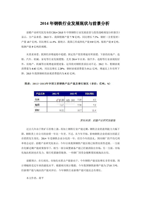 2014年钢铁行业发展现状与前景分析