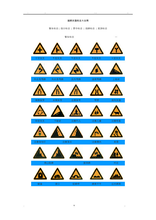 道路交通标志大全图常用