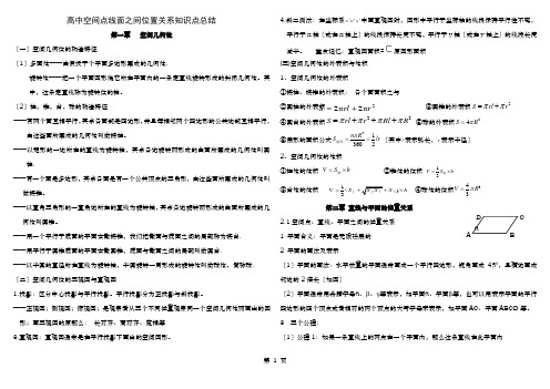 空间点线面之间位置关系知识点总结