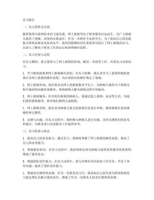 网上报税实习报告