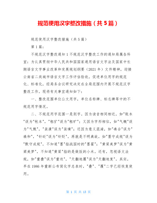 规范使用汉字整改措施(共5篇)