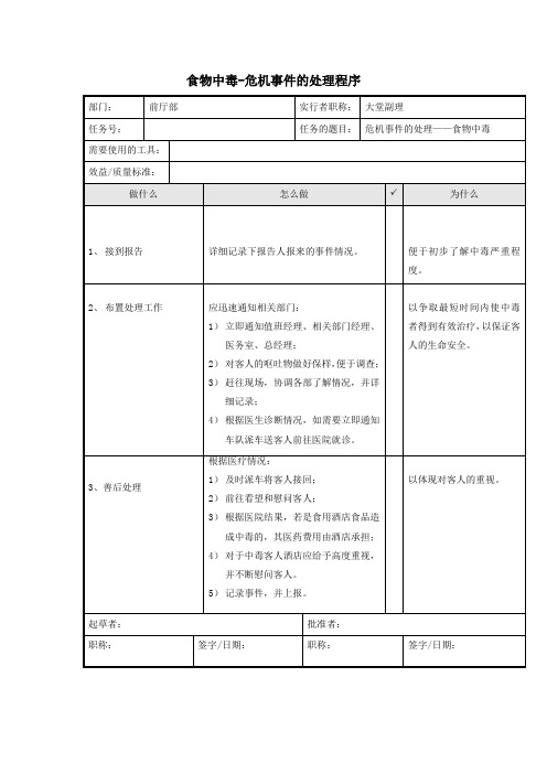 食物中毒-危机事件的处理程序