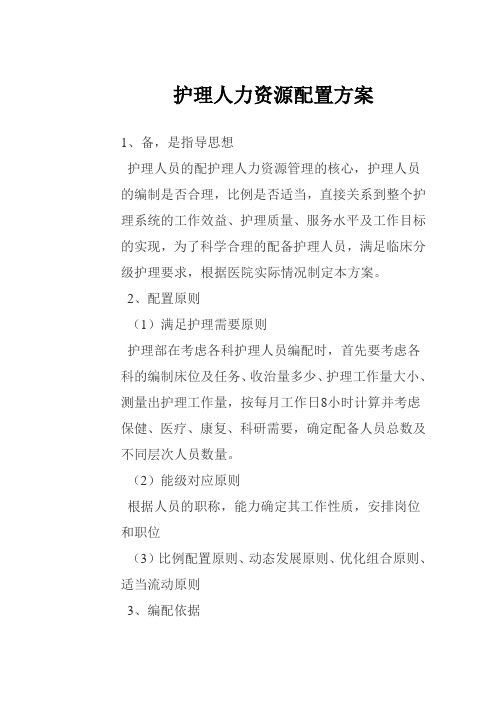 护理人力资源配置方案