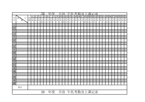 午托学生考勤及上课记录表