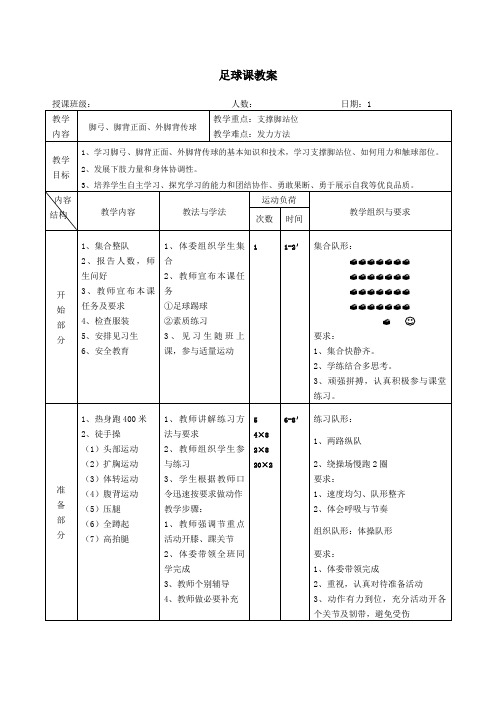 初中足球课教案全部