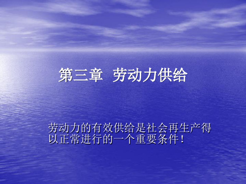 劳动经济学 第3章 劳动力供给