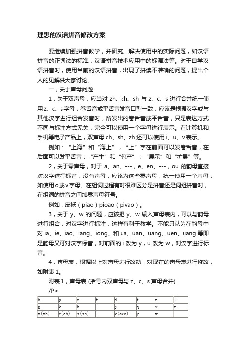 理想的汉语拼音修改方案