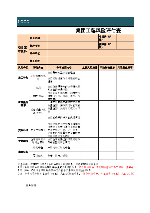 集团工程风险评估表模板