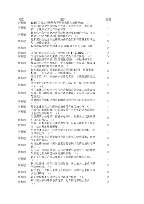 锅炉运行岗位竞聘试题库