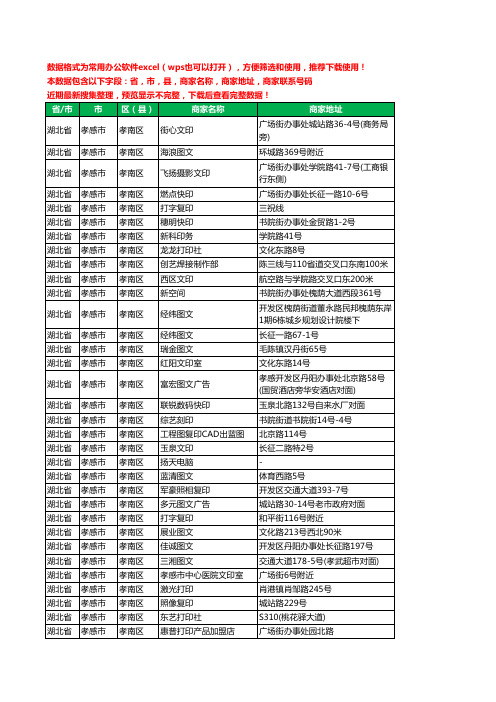 2020新版湖北省孝感市孝南区复印工商企业公司商家名录名单黄页联系电话号码地址大全86家