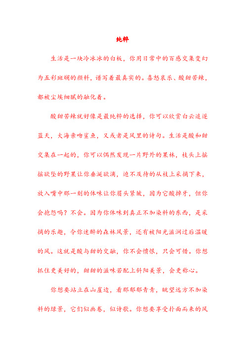 初中优秀作文——纯粹