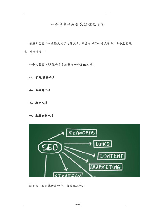 一个网站完整详细的SEO优化方案