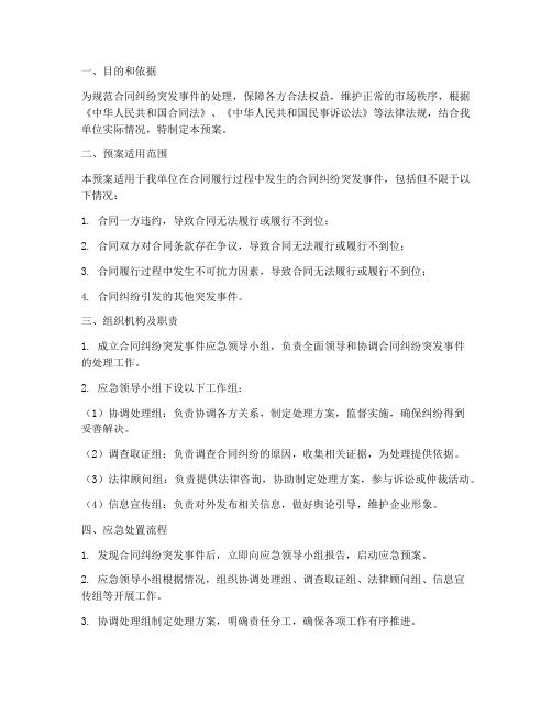 合同纠纷突发事件应急预案