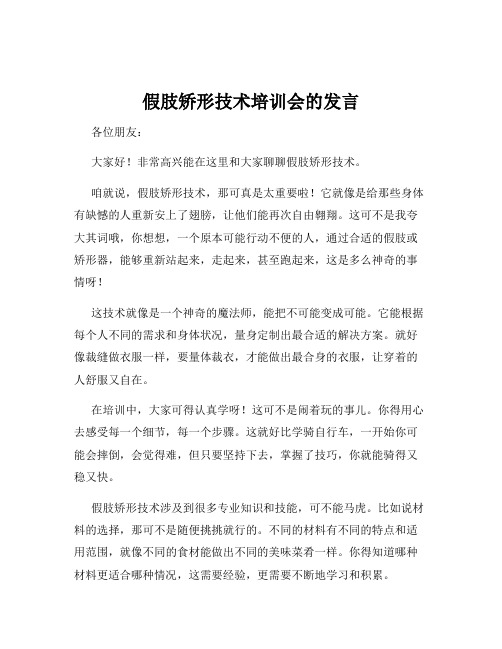 假肢矫形技术培训会的发言