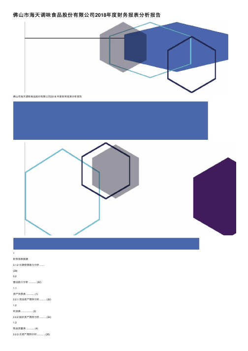 佛山市海天调味食品股份有限公司2018年度财务报表分析报告