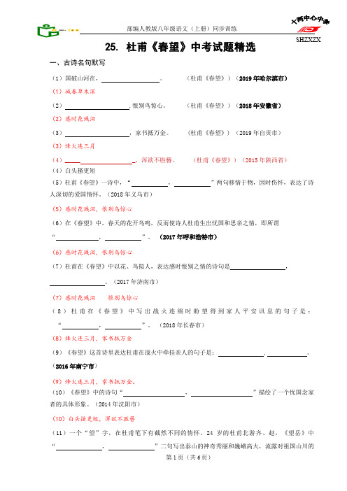 25. 杜甫《春望》中考试题精选