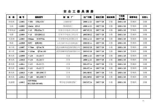 安全工器具清册