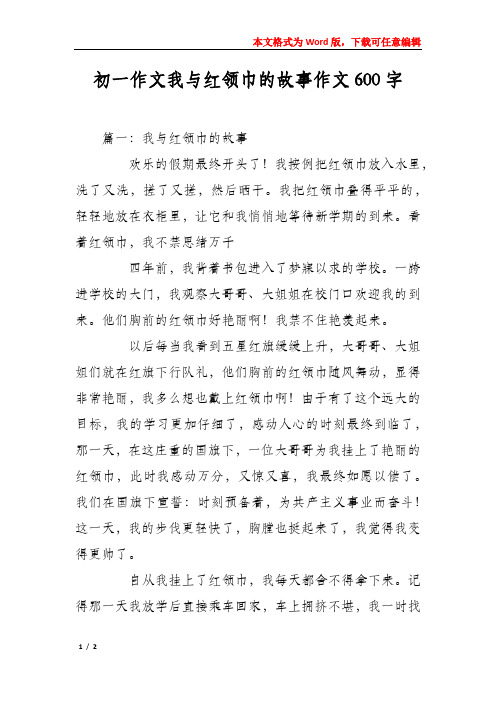 初一作文我与红领巾的故事作文600字