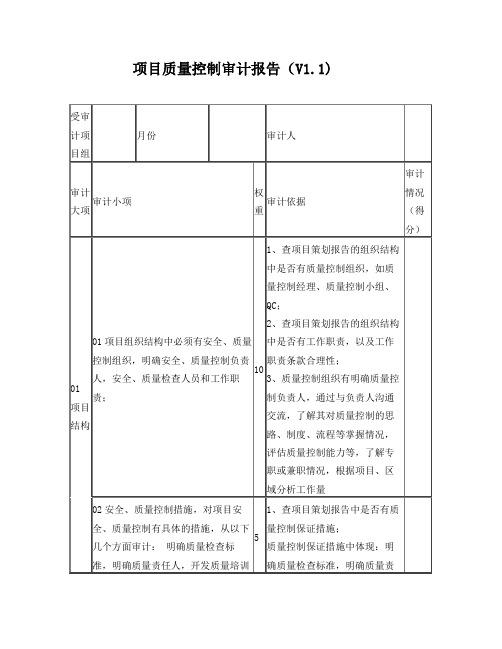 项目质量控制审计报告