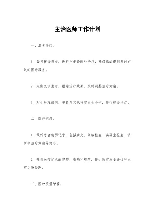 主治医师工作计划