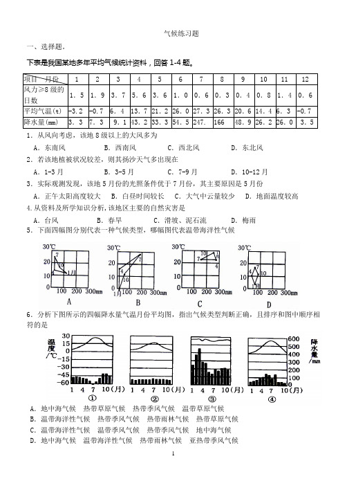 气候练习题