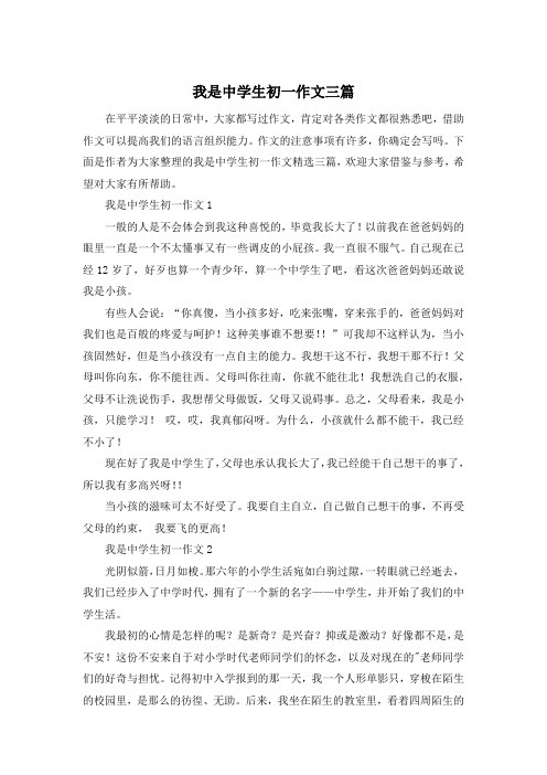 我是中学生初一作文三篇