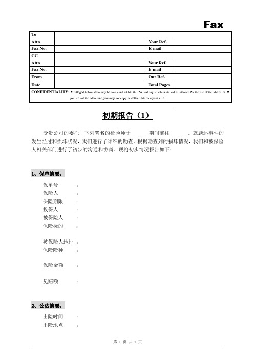 保险公估初期报告样板