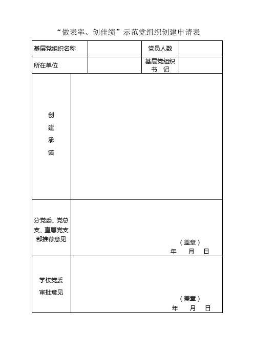 做表率创佳绩示范党组织创建申请表