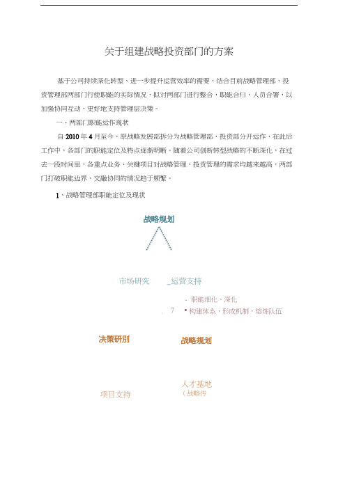 关于组建战略投资部门的方案