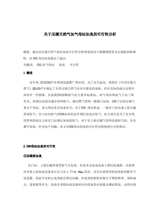 关于压缩天然气加气母站加臭的可行性分析