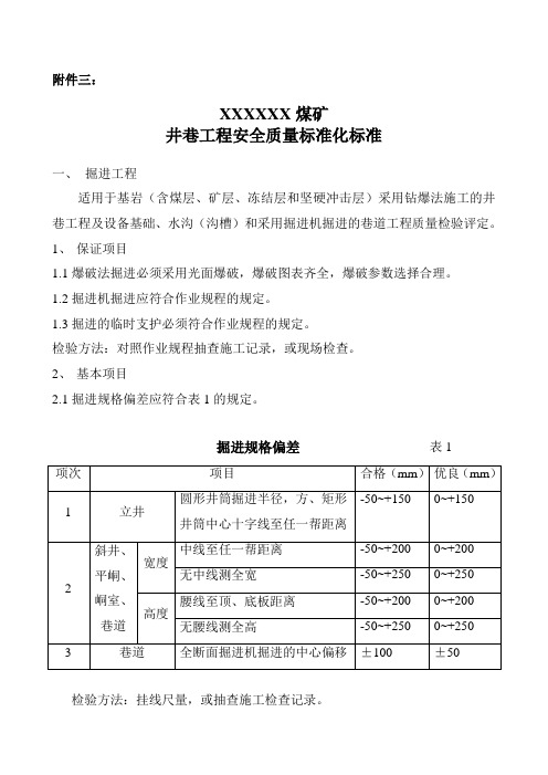 煤矿井巷安全质量标准