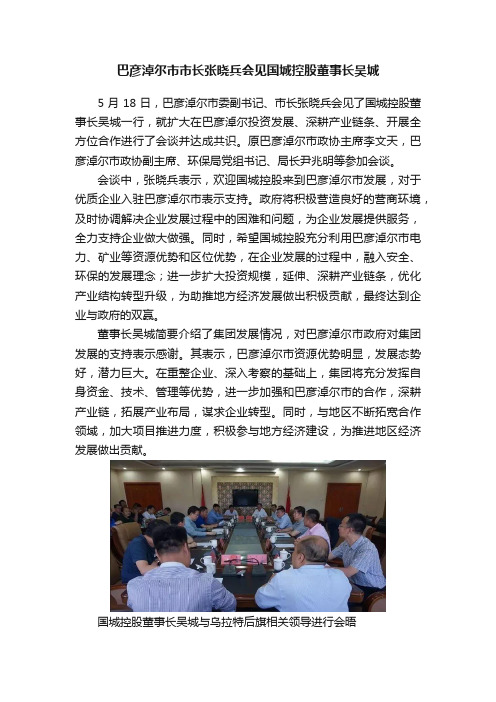 巴彦淖尔市市长张晓兵会见国城控股董事长吴城