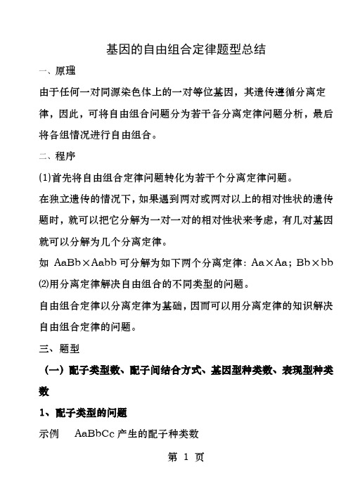 必修二基因的自由组合定律题型总结