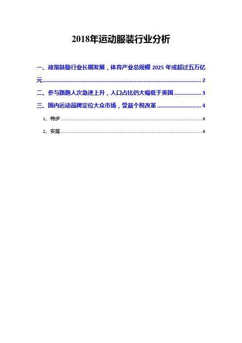 2018年运动服装行业分析