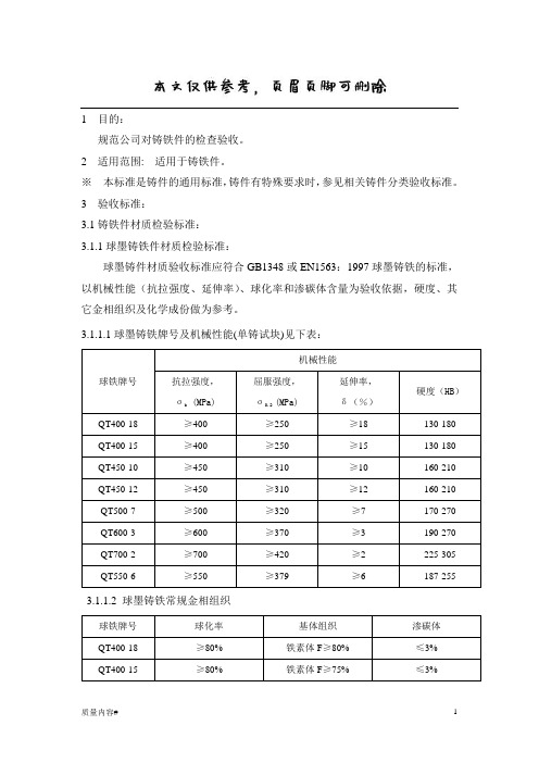 铸铁件通用检验标准(清晰整齐)