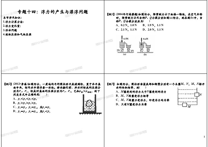 全国奥林匹克物理竞赛全真试题专题十四：浮力的产生与漂浮问题_wrapper