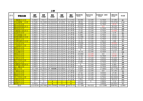 小学教学仪器设备资产数据值