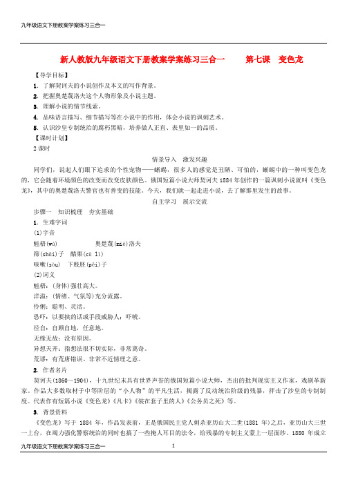 新人教版九年级语文下册教案学案练习三合一     第七课  变色龙