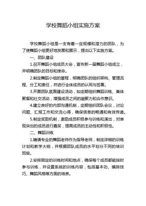 学校舞蹈小组实施方案