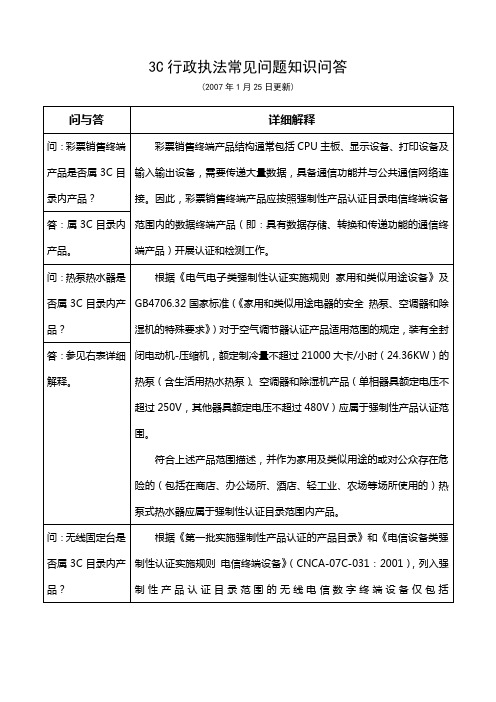 3C行政执法常见问题知识问答