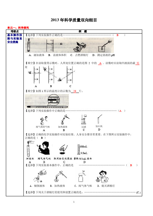 六年级根据双向细目表例题归类 (1)