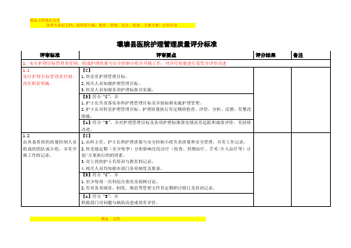 护理管理质量评分标准