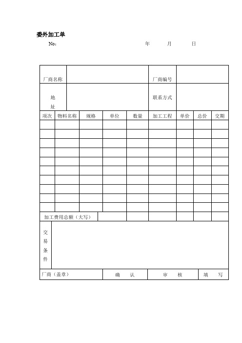 委外加工单