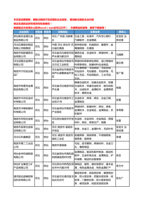 2020新版河北省邢台合金制品工商企业公司名录名单黄页大全38家