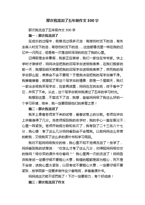 那次我流泪了五年级作文300字