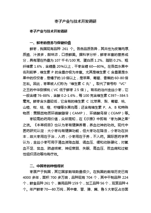 枣子产业与技术开发调研