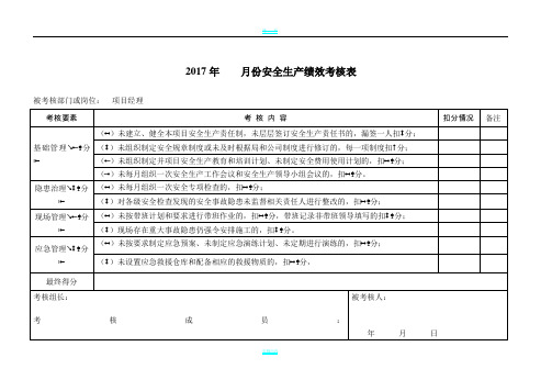 安全绩效考核表