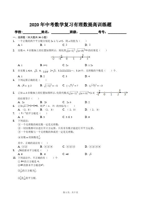 2020年中考数学复习有理数提高训练题及答案