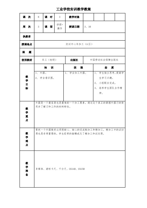 车工实训教案08-外圆